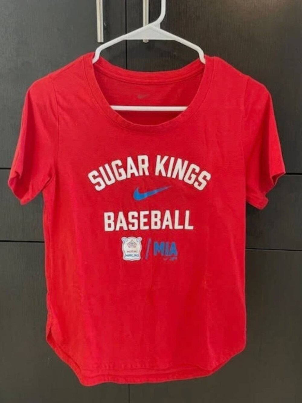 Miami Marlins baseball MLB Women's Nike Red Tee T-Shirt S Sugar Kings NEW NWOT
